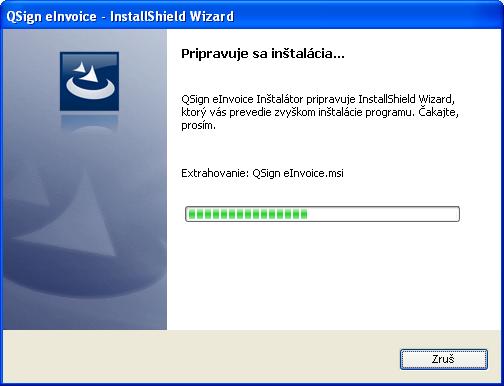 Čakajte kým sa pripraví inštalácia aplikácie QSign