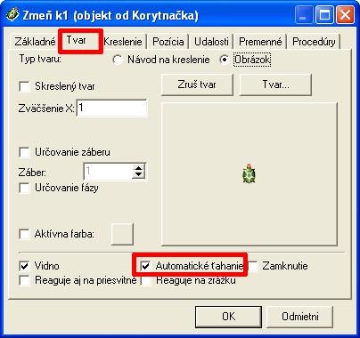 Po aplikovaní tejto vlastnosti môžeme korytnačku ťahať pomocou myši. 1. Klikneme na korytnačku pravým tlačidlom myši. 2. V ponuke príkazov pre korytnačku zvolíme príkaz Zmeň k1 3.
