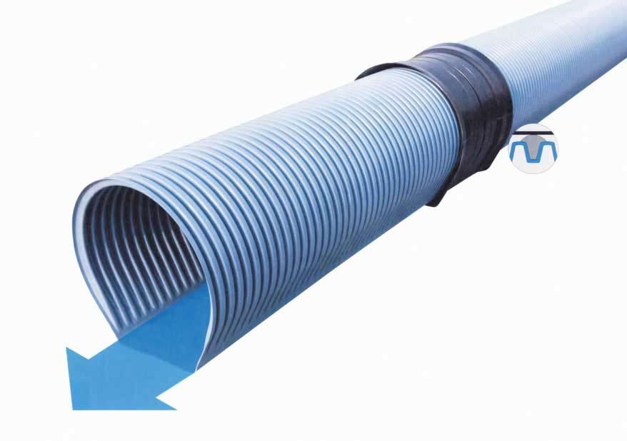 Strasil Univerzálna drenáïna rúra z PVC-U DN 100-350 Pre najširšie použitie LP viac drenážne potrubie MP viac prepravné potrubie Strasil PL a MP rúry majú prierez v tvare tunelu, zvlnené drenážne
