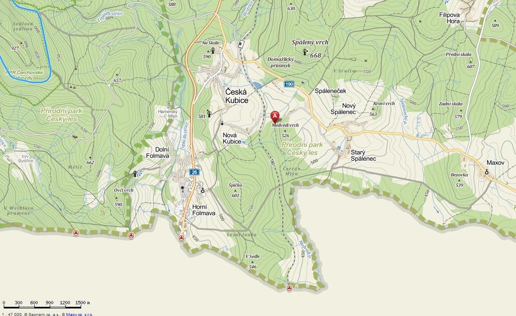 Plocha povodí v ČR je 5, 3 km 2. Tok je dlouhý 4,96 km. Souřadnice GPS 49 21'39.