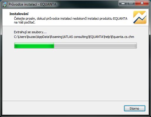Průběh instalace Nyní probíhá kopírování souborů produktu EQUANTA do vašeho počítače.