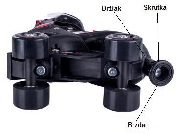 NASTAVENIE VEĽKOSTI Veľkosť korčúľ sa dá zmeniť upravením špičky korčule. Veľkosť korčule nastavíte pomocou tlačidla. Nie je treba žiadne ďalšie nástroje.