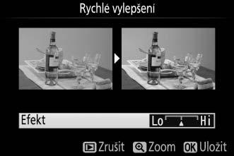 Rychlé vylepšení Tlačítko G N menu retušování Tato položka vytváří kopie snímků s vyšší sytostí barev a kontrastem.