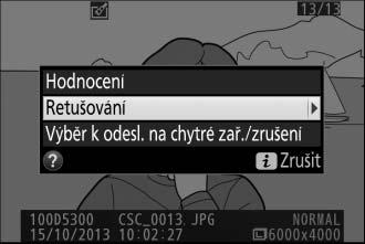 Porovnání snímků vedle sebe Tato položka umožňuje porovnávat retušované kopie a originální snímky.