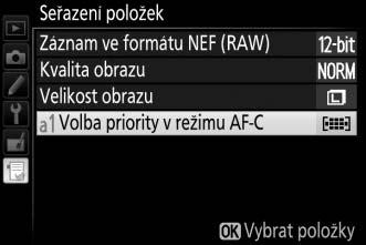 Uspořádání položek v menu Moje menu 1 Vyberte položku Seřazení položek. Vyberte položku Seřazení položek a stiskněte tlačítko 2.
