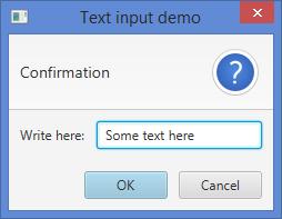 Dialogy (TextInputDialog) Dialog pro textový vstup Rovnou typován na String Ikonu
