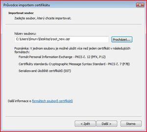 10. V položce Název souboru je nyní vyplněna cesta k certifikátu.