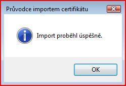 Import certifikátu proběhl úspěšně!