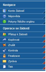 Obecná pravidla používání aplikace Benefit7 Pro práci se všemi datovými oblastmi a zároveň s aplikací jako celkem jsou uživateli k dispozici nástroje a funkce uvedené na modrém panelu, který je