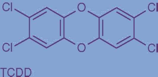 malárii Dioxin(TCDD) spojen s výrobou herbicidů výroba vychází z tetrachlorbenzenu při 180 C -> herbicid při přehřátí