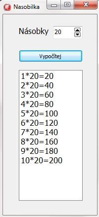 4.2 Příklad 2 Vytvořte program Násobilka, který bude vypisovat násobilku čísel od