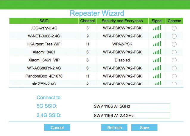 50 GB / IE Choose the network and enter the password. Then click Save. Hints: Actually under Wifi repeater mode, SSID name and password will be change with selected network.