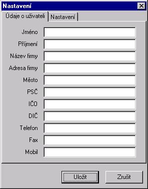 Text č.4 - Význam tlačítek při archivaci objednávek (viz. příloha 11.1.4) Nastavení parametrů o uţivateli Některé funkčnosti programu můţeme ovlivnit pomocí vhodného nastavení parametrů.