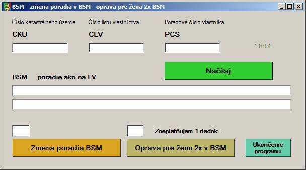 POMOCNÉ PROGRAMY VUK (VÚGK) BSM program pre zmenu