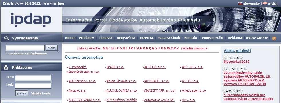 Informačný Portál Dodávateľov Automotive www.ipdap.