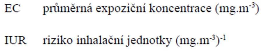 4. Odhad zdravotního rizika odhad zdravotních rizik pro karcinogenní látky - výpočet nadměrného celoživotního karcinogenního rizika ELCR - Excess Lifetime Cancer Risk (bezrozměrný ukazatel odpovídají