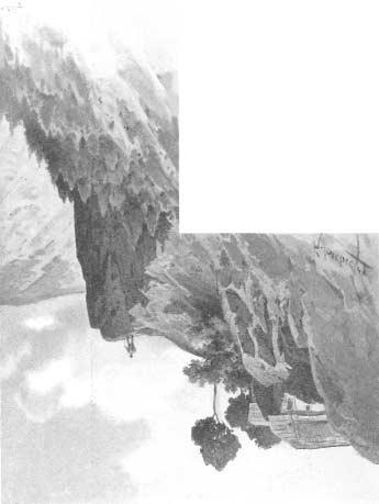strana 47 Hrad Lichnice. Karel Liebscher: Dívčí skok na Lichnici. Stav před rokem 1900. August Sedláček: Hrady, zámky a tvrze XII.