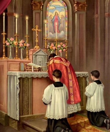 Prefácia tretia časť SANCTUS *Miništrant trikrát zazvoní* Sanctus, Sanctus, Sanctus Dóminus, Deus Sábaoth. Pleni sunt coeli et terra glória tua. Hosánna in excélsis.