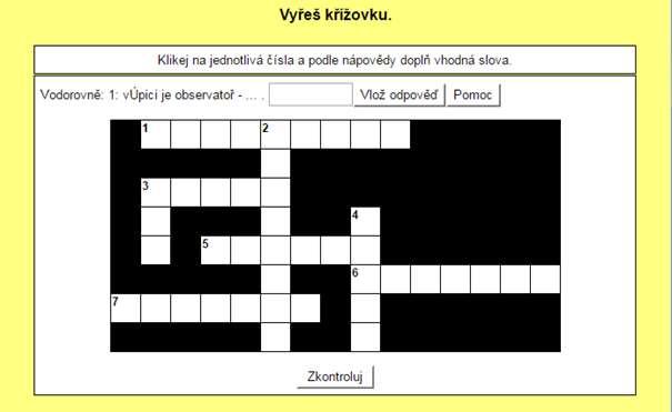 5 Modul JCross Cíle Po prostudování této kapitoly: Získáte základní informace o programu Hot Potatoes typu cvičení JCross.