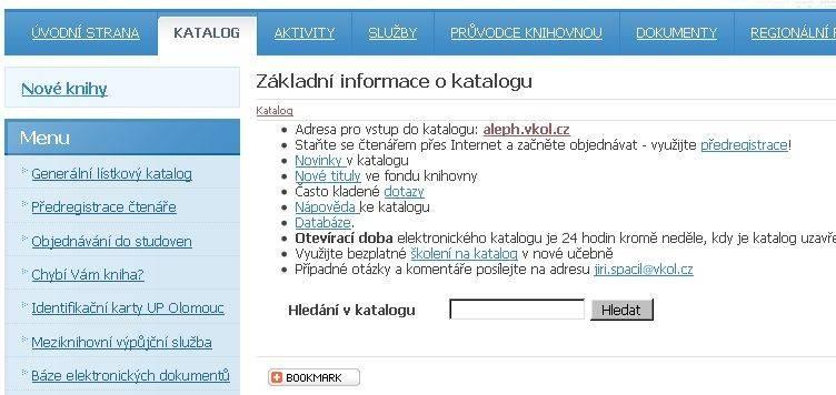 požadovaný dokument, tzn. že nejméně pro 4% uživatelů katalog neplní svoji základní lokační funkci. 11.2. Hlavní katalog Vědecké knihovny v Olomouci 11.2.1. Metodologie Pro průzkum katalogu VKOL jsme využili naprosto stejné postupy jako pro CKIS.