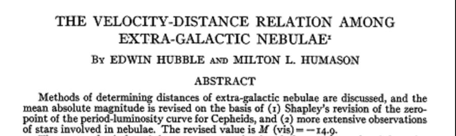 viz titulní list s českým názvem Vztah mezi vzdáleností a radiální rychlostí mimogalaktických mlhovin.