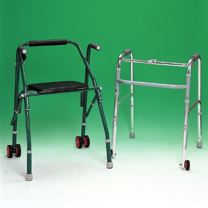 GR202 Deambulatore in alluminio con due ruote frontali doppie e sedile ripieghevole Walking frame in aluminium with two frontal double castors, and foldable seat Cadre de marche en aluminium avec