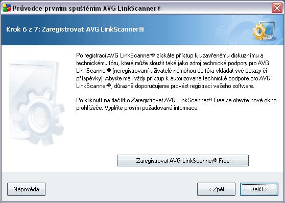Prostřednictvím tohoto dialogu máte možnost zaregistrovat vaši aplikaci AVG 8.5 LinkScanner.