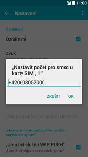 Nastavení střediska zpráv SMS s MMS. Stisknete Možnosti. 3. Zvolíte Nastavení. 4.