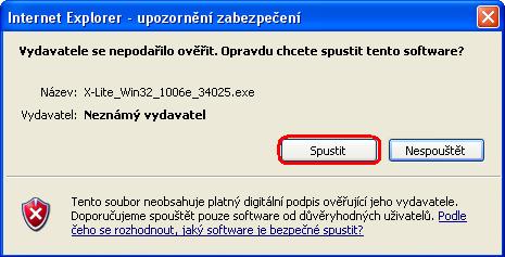 objeví se Vám dialogové okno - zvolte spustit