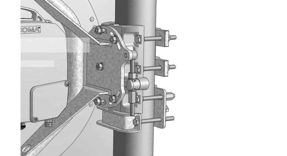 Nosná trubka ø 90 115 mm Matice M10 (povolit při horizontálním směrování) Matice M10 povolit při vertikálním směrování Imbusový šroub M6 Matice M10 (jemné nastavení antény v horizontálním směru ±7 )