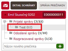 Detail umožňuje upraviť názov priečinku, ak nejde o hlavný priečinok. Pravidlá pre správy definuje pravidlá, kedy má byť správa zaradená do tohto priečinka.