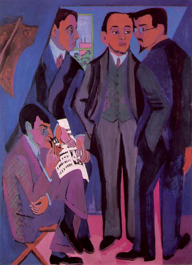 2. Ernst Ludwig Kirchner, Skupina umělců, 1926-1927, olej na plátně,