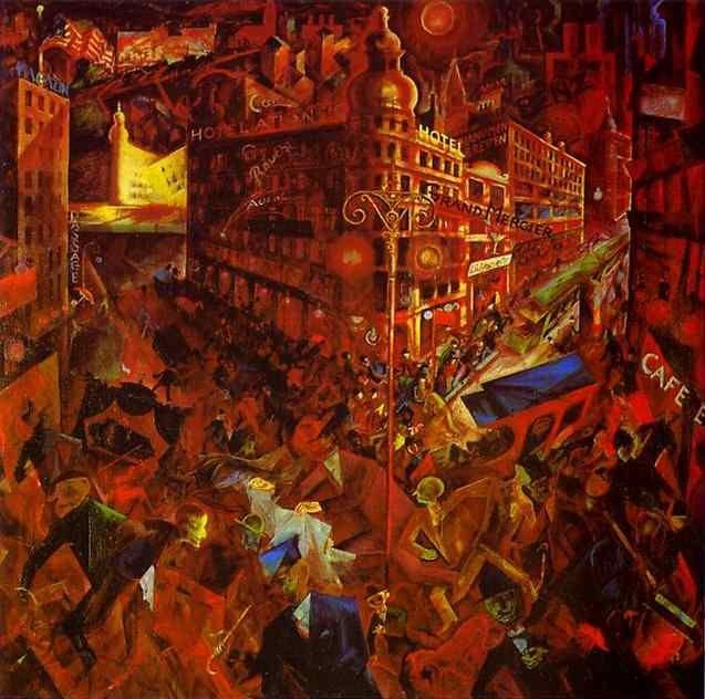 8. George Grosz, Metropolis, 1916-1917, olej na plátně, 100 x