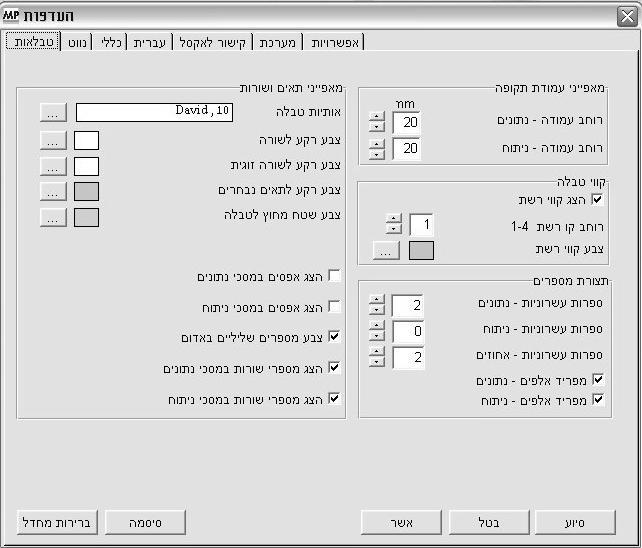 בחר את צבע הרקע לצביעת תחום שנבחר בטבלה באמצעות העכבר או לוח המקשים. צבע רקע לשטח מחוץ לטבלה בחר את צבע הרקע לשטח שמחוץ לטבלה במקרה שהטבלה אינה מכסה את כל שטח החלון.