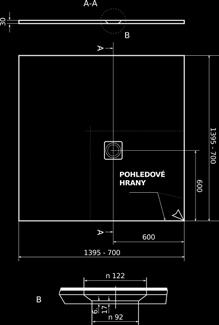 100x100x3 cm Možnost dokoupit nožičky: 6 ks Sifon a krytka sifonu součástí vaničky UNIVERSE 14 990 Kč 589 za každých 10 cm řezu 70 Kč navíc.