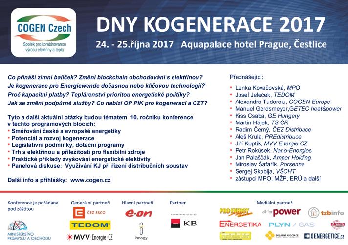 Konference Dny kogenerace letos již podesáté Konference bude příležitostí udělat symbolickou tečku za více než rok trvající nejistotou v oboru v důsledku zdlouhavého procesu notifikací podpory.