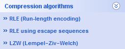 4 Menu Menu tvoří kategorie, které obsahují položky reprezentující jednotlivé algoritmy a datové struktury. Každou kategorii lze zabalit (skrýt položky kategorie) kliknutím na ni.