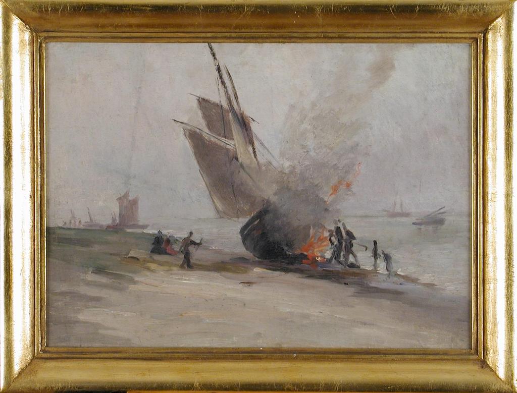 La Barque en feu (Hořící bárka), 1889, huile