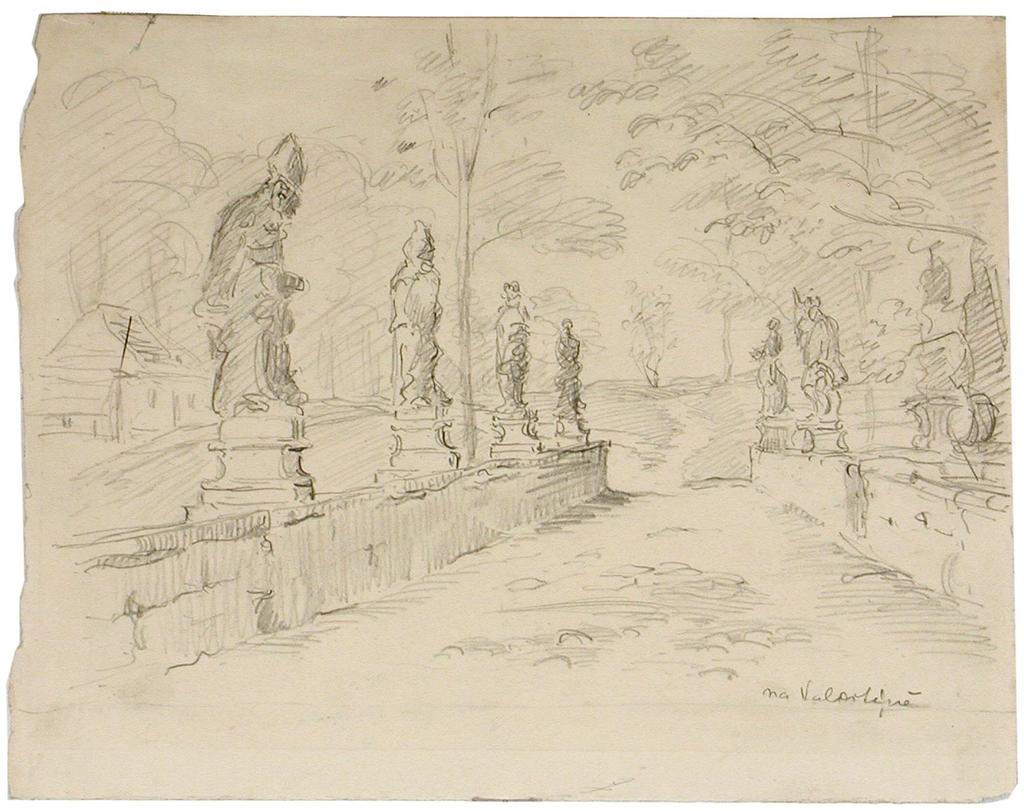 Pont de Valdštejn, 1912, dessin au crayon sur papier.