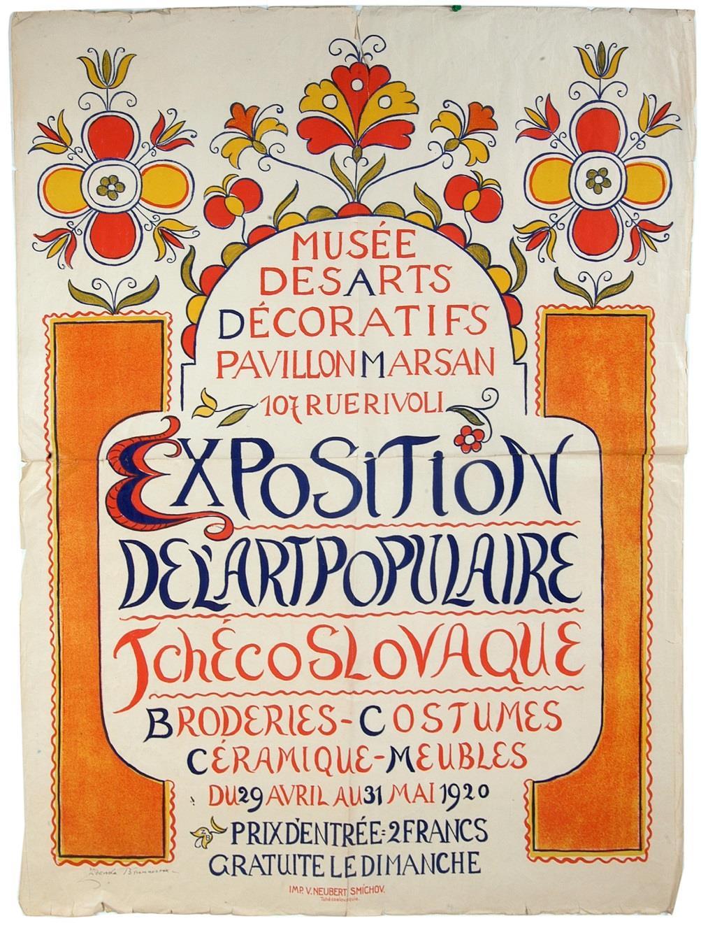 Affiche de l Exposition tchécoslovaque d art populaire à Paris,