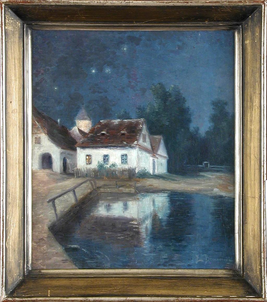 La place du village de Diváky de nuit (Diváky), 1896, huile