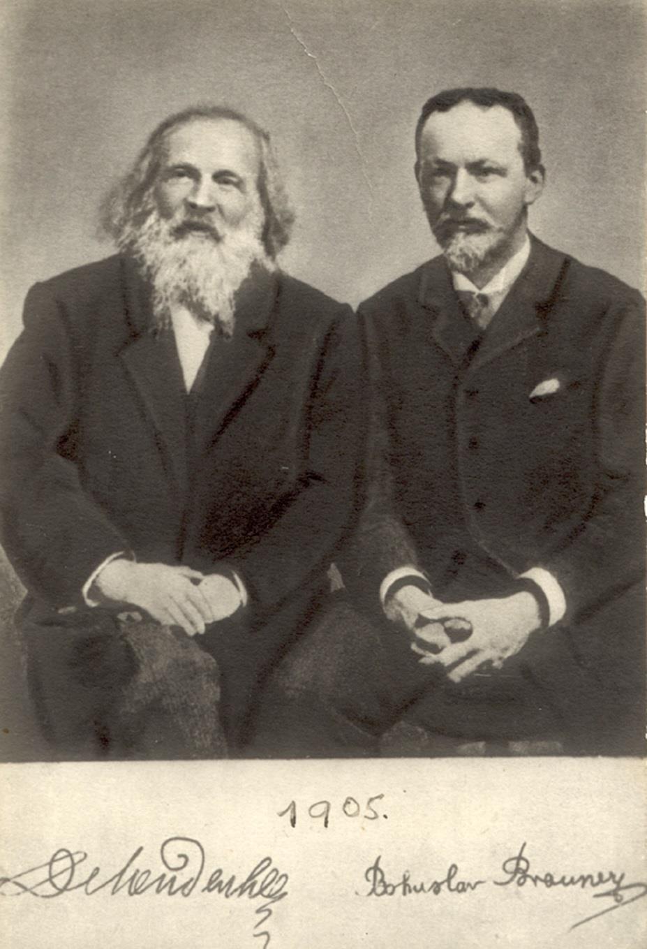 Bohuslav Brauner et Dmitrij Ivanovič Mendělejev,