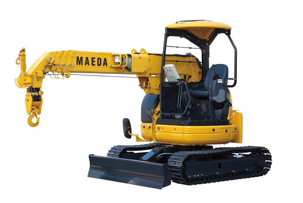 Malý jeřáb na pásovém podvozku Maeda LC383B Výrobce Maeda Seisakusho co., Ltd. Japonsko.