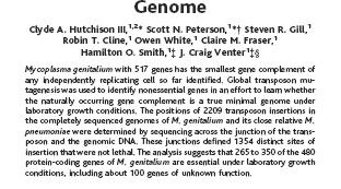 (glykolýza) 180-215 genů postradatelných 100 genů má