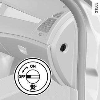 Bezpečnost dětí: deaktivace/aktivace airbagu předního spolujezdce 1 2 Deaktivace airbagu předního spolujezdce (u vozidel, která jsou příslušně vybavena) Abyste mohli instalovat dětskou sedačku na