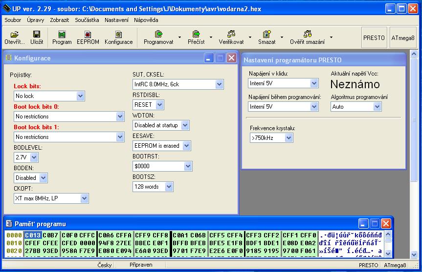 2.2. NÁVRH ELEKTRONIKY 19 k počítači je programátor rozpoznán jako nové zařízení a je třeba ho nainstalovat do systému. Ovladač k zařízení je na CD u programátoru.