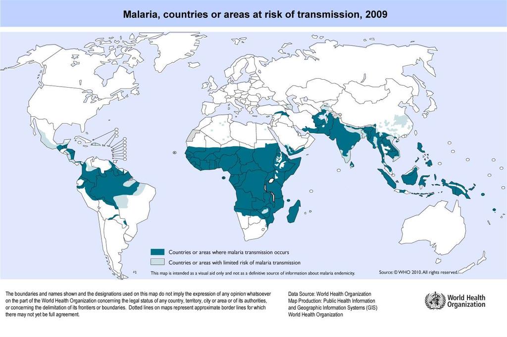 Současné rozšíření malárie mapa WHO 2017 90 % případů 91 % úmrtí Úmrtí 4leté
