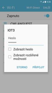 Ťuknutím na vybranou Wi-Fi síť odešlete požadavek na