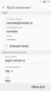 24 z 36 Ostatní E-mail. Vyplníte vaši e-mailovou adresu, heslo a ťuknete na RUČNÍ NASTAVENÍ.