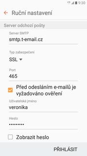 Název a nastavení serveru POP3 zjistíte u svého poskytovatele e-mailových služeb.